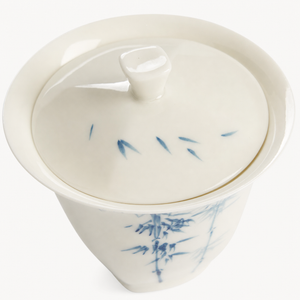 Hand-painted Blue Bamboo Porcelain Gaiwan - Summit Breeze Tea