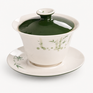 Hand-Painted Evergreen Bamboo Three-Piece Gaiwan - Summit Breeze Tea