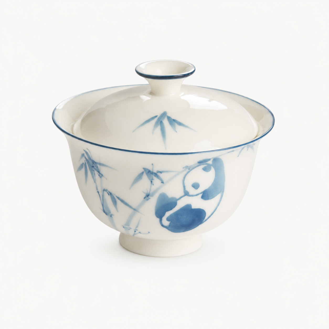 Hand-painted Panda Playing with Bamboo Gaiwan - Summit Breeze Tea