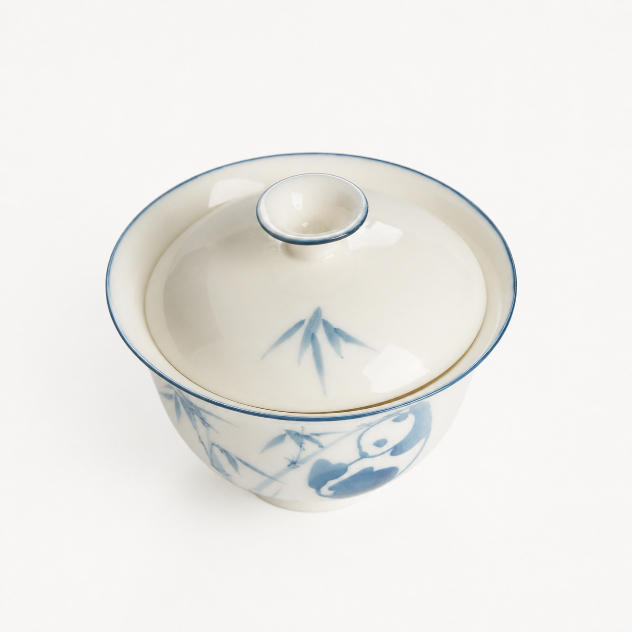 Hand-painted Panda Playing with Bamboo Gaiwan - Summit Breeze Tea