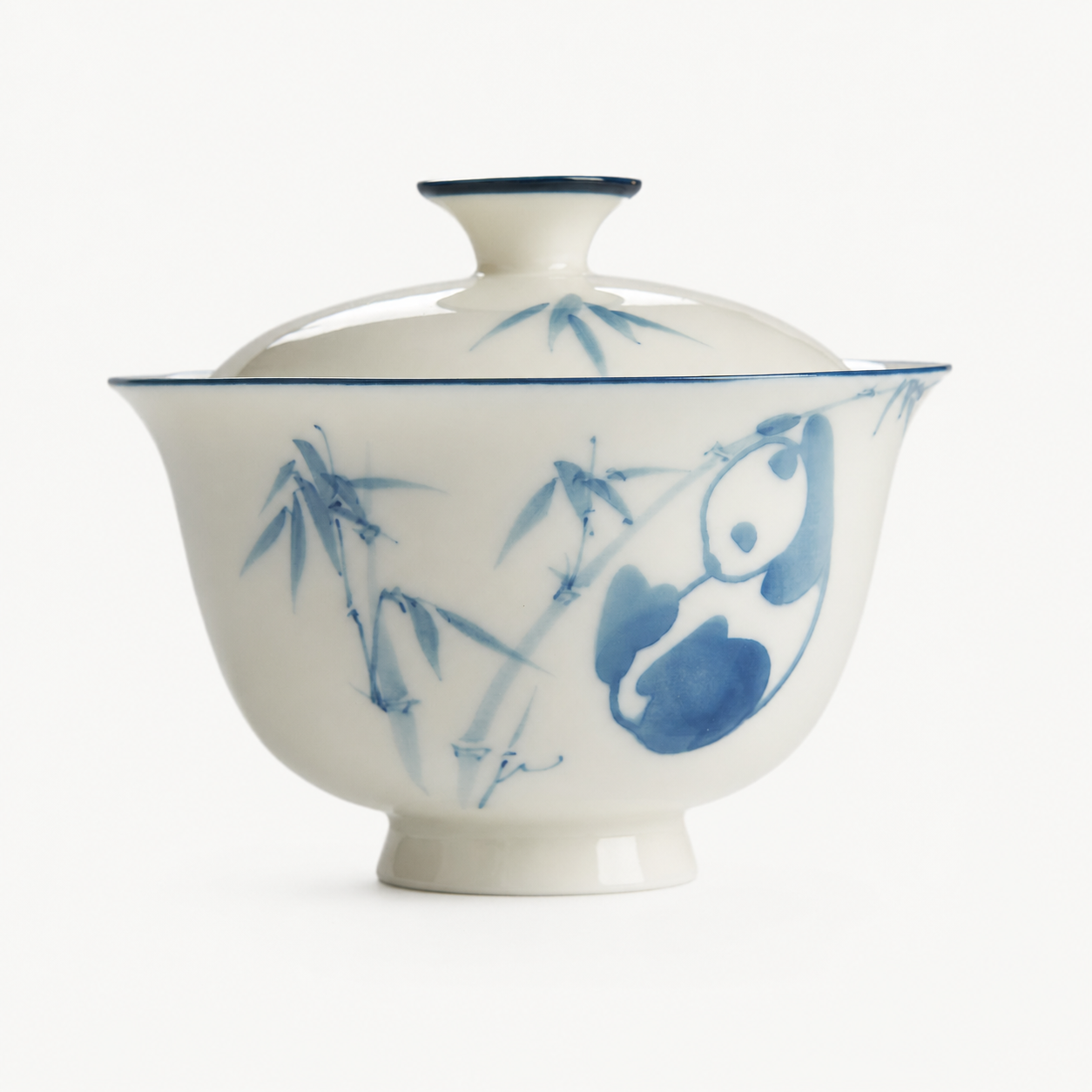 Hand-painted Panda Playing with Bamboo Gaiwan - Summit Breeze Tea