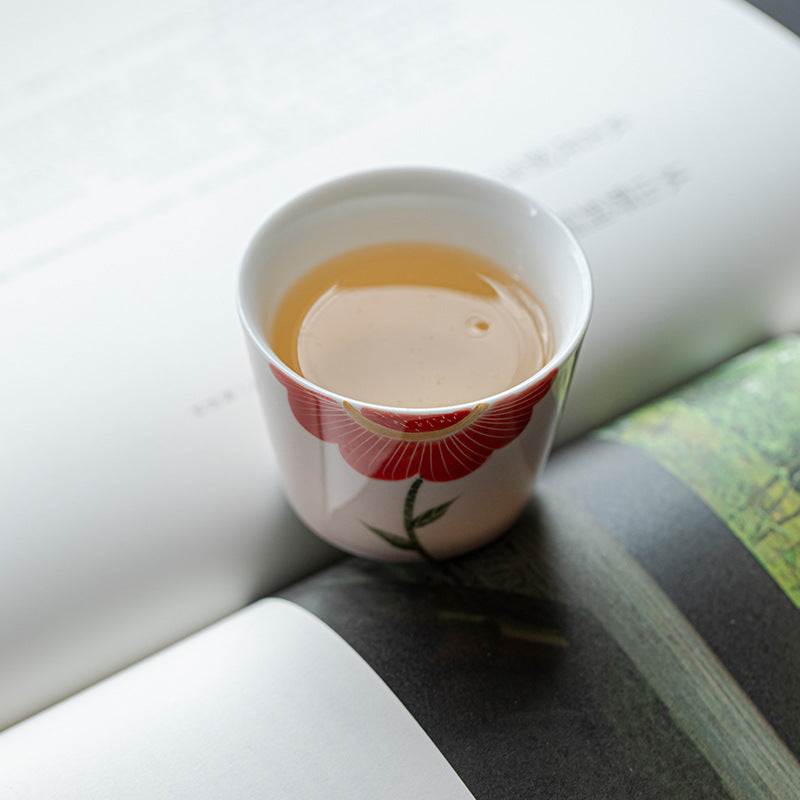 Hand-Painted Sunflower Master Cup in a tea setting