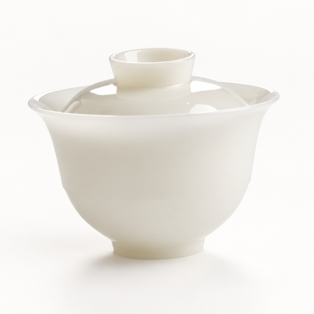 Ice Jade Porcelain Gaiwan — rounded 110 ml style, studio view