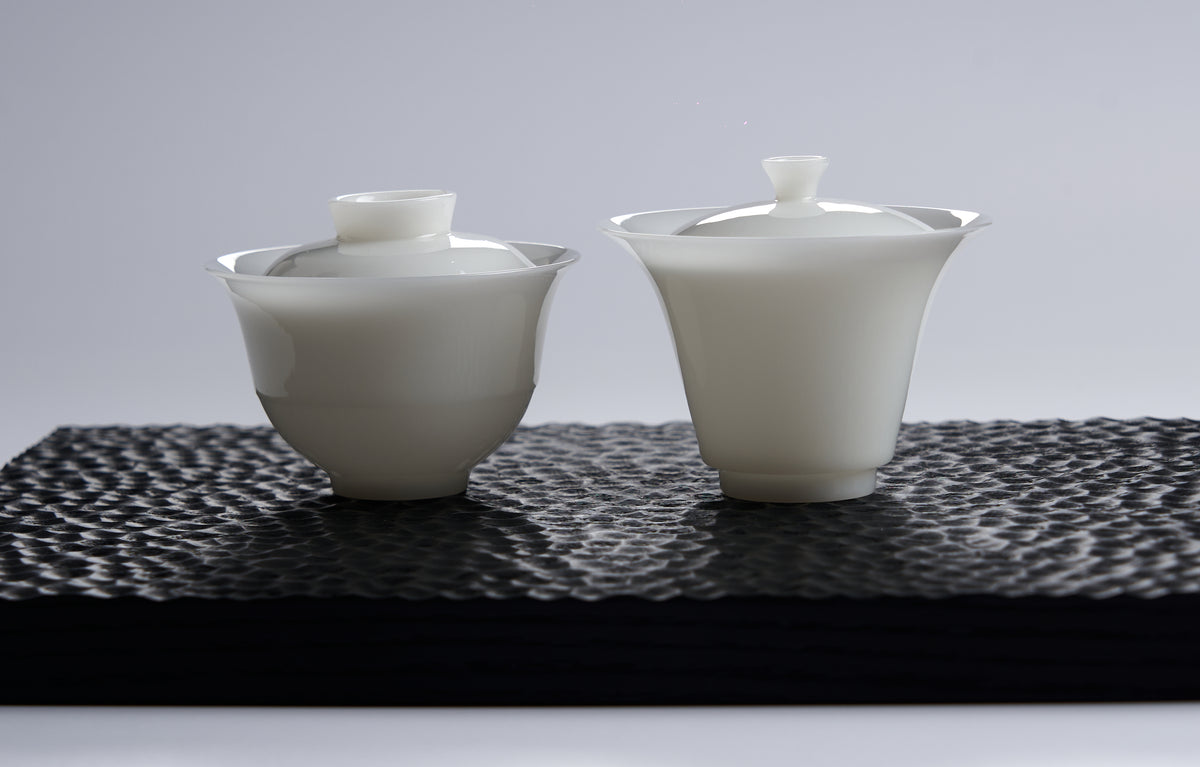 Ice Jade Porcelain Gaiwan — rounded and tall styles together