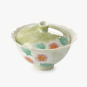 Light Green Floral Gaiwan with Scalloped Rim - Summit Breeze Tea