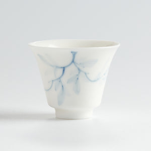 Blue-and-White Porcelain Hand-Painted Magnolia Tasting Cup — front view