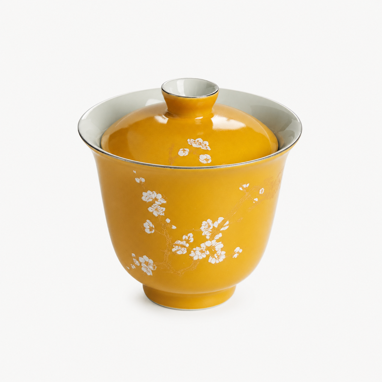 Mustard Yellow Plum Blossom Gaiwan - Summit Breeze Tea
