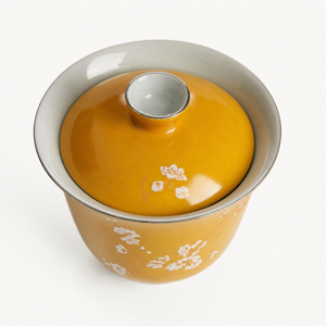 Mustard Yellow Plum Blossom Gaiwan - Summit Breeze Tea