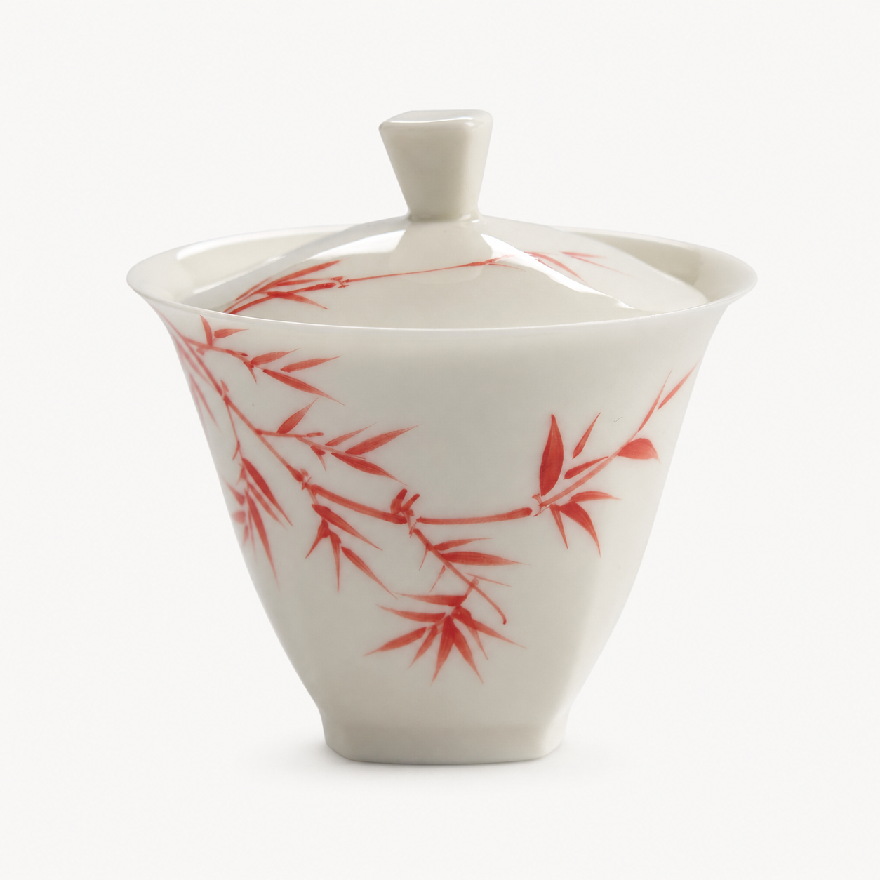 Red Bamboo Porcelain Gaiwan - Summit Breeze Tea