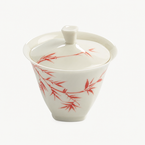 Red Bamboo Porcelain Gaiwan - Summit Breeze Tea