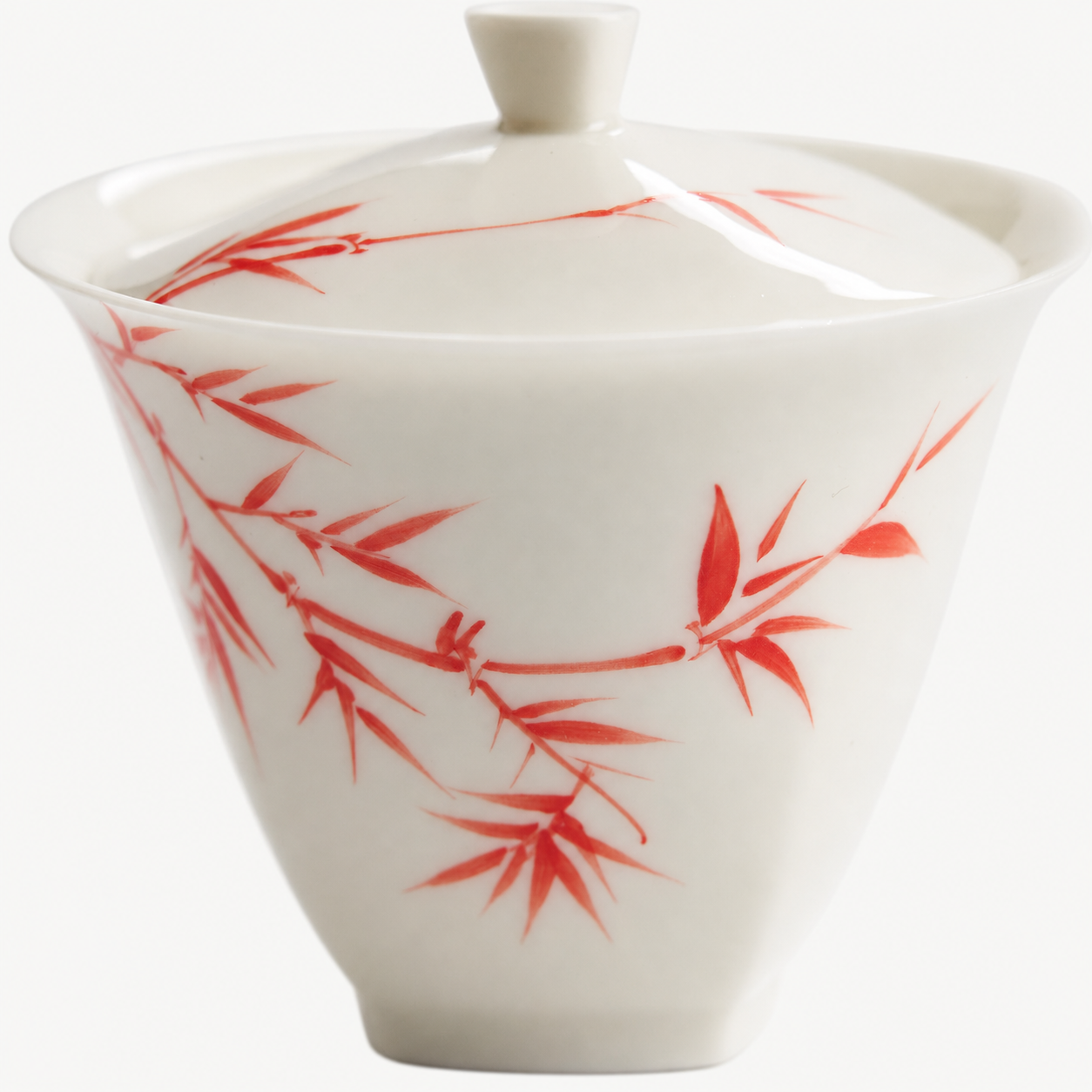 Red Bamboo Porcelain Gaiwan - Summit Breeze Tea