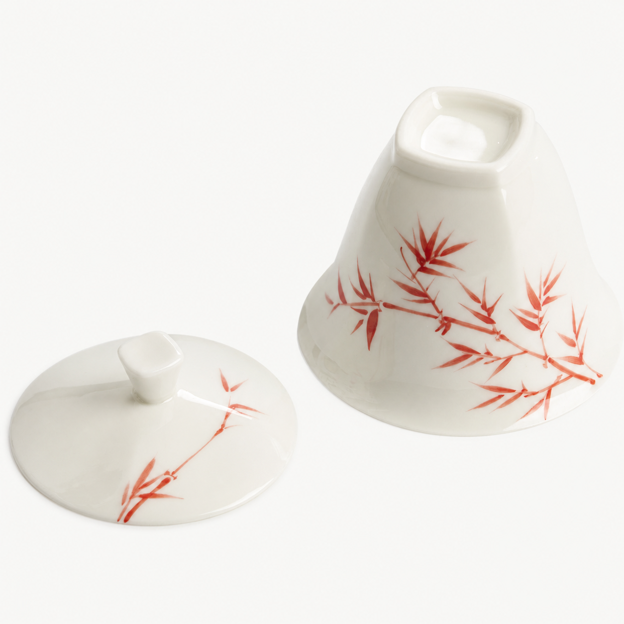 Red Bamboo Porcelain Gaiwan - Summit Breeze Tea