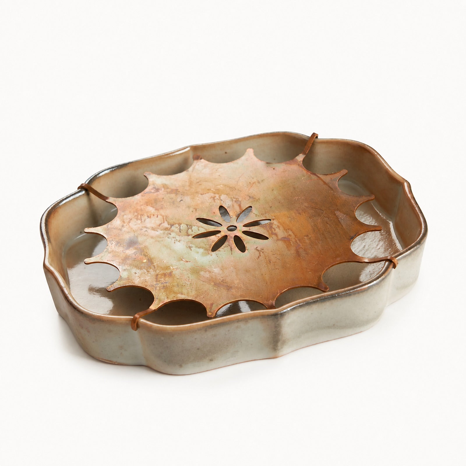 Retro Ceramic & Brass Tea Boat - Summit Breeze Tea