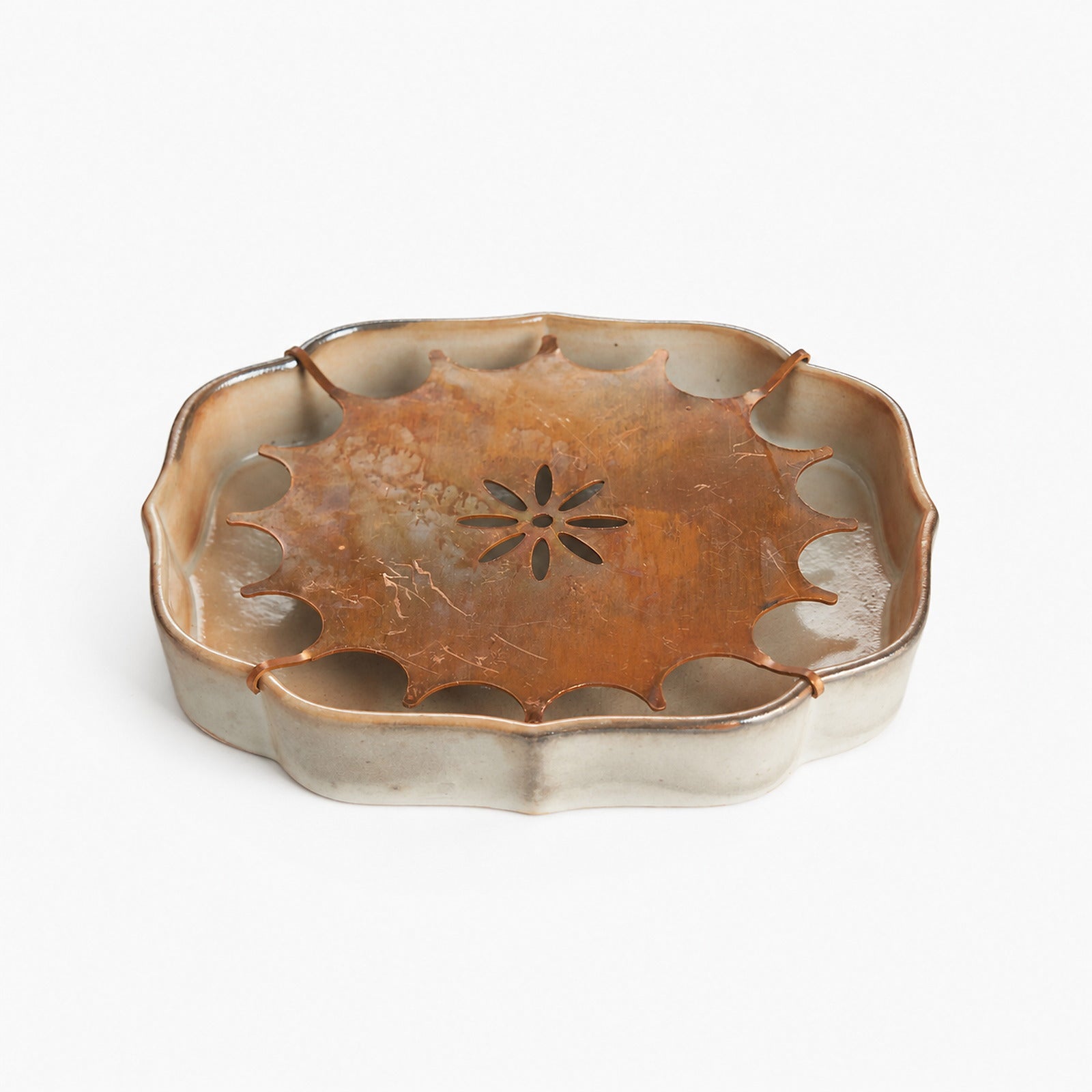 Retro Ceramic & Brass Tea Boat - Summit Breeze Tea