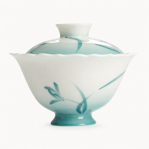 Teal Scalloped Gradient Orchid Porcelain Gaiwan - Summit Breeze Tea