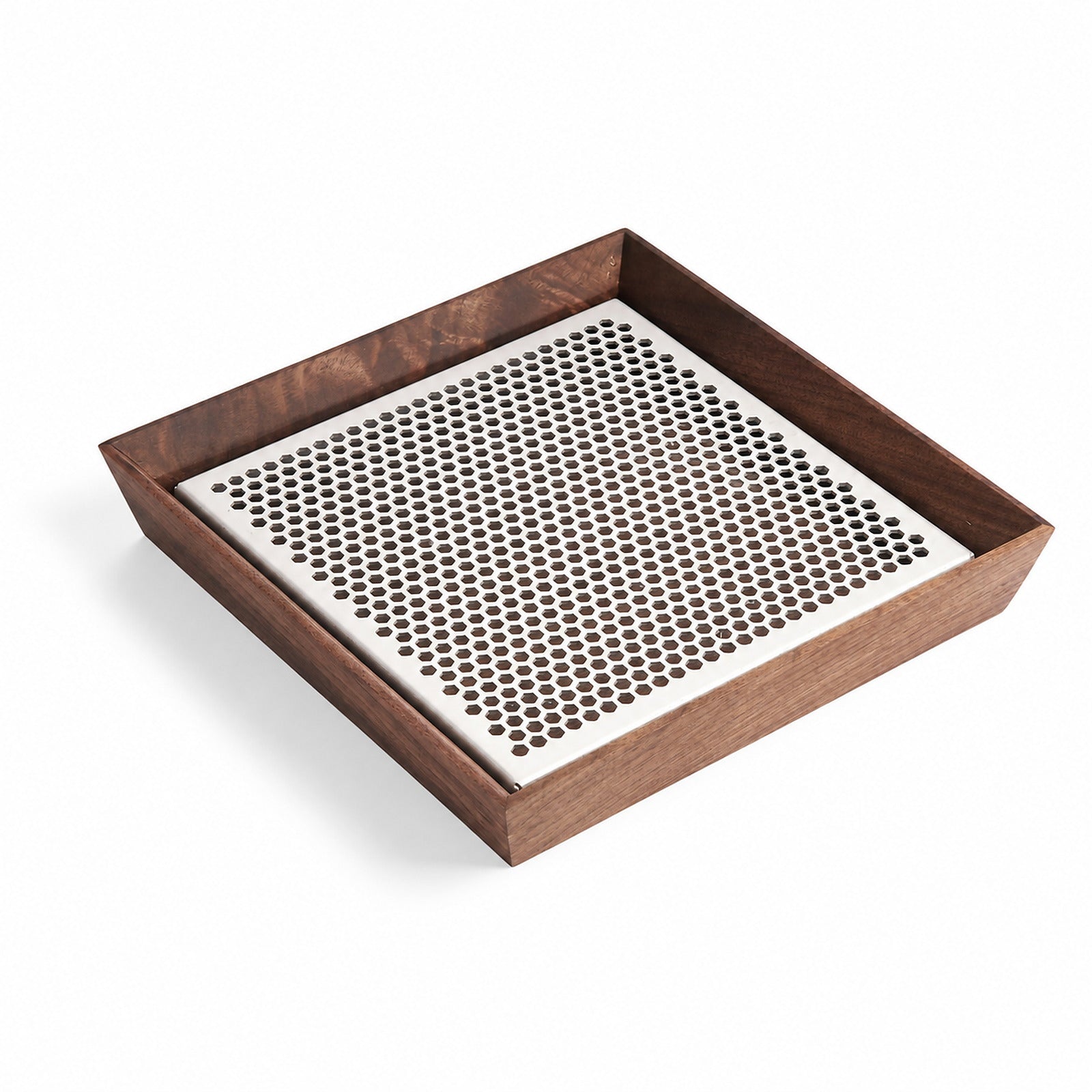 Walnut Wood Tea Tray with Stainless Steel Grid - Summit Breeze Tea