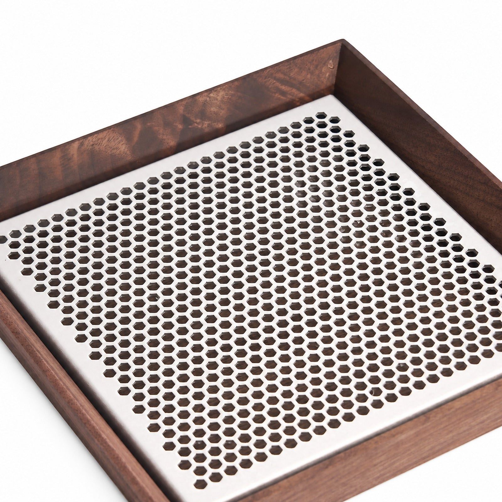 Walnut Wood Tea Tray with Stainless Steel Grid - Summit Breeze Tea