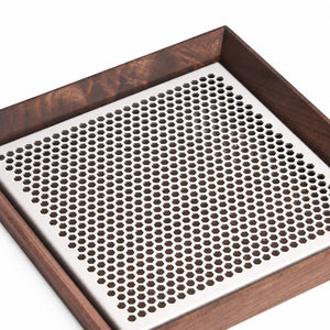 Walnut Wood Tea Tray with Stainless Steel Grid - Summit Breeze Tea
