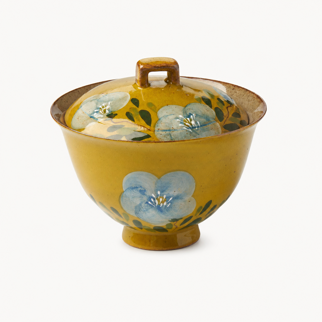 Yellow Gaiwan with Floral Detail - Summit Breeze Tea