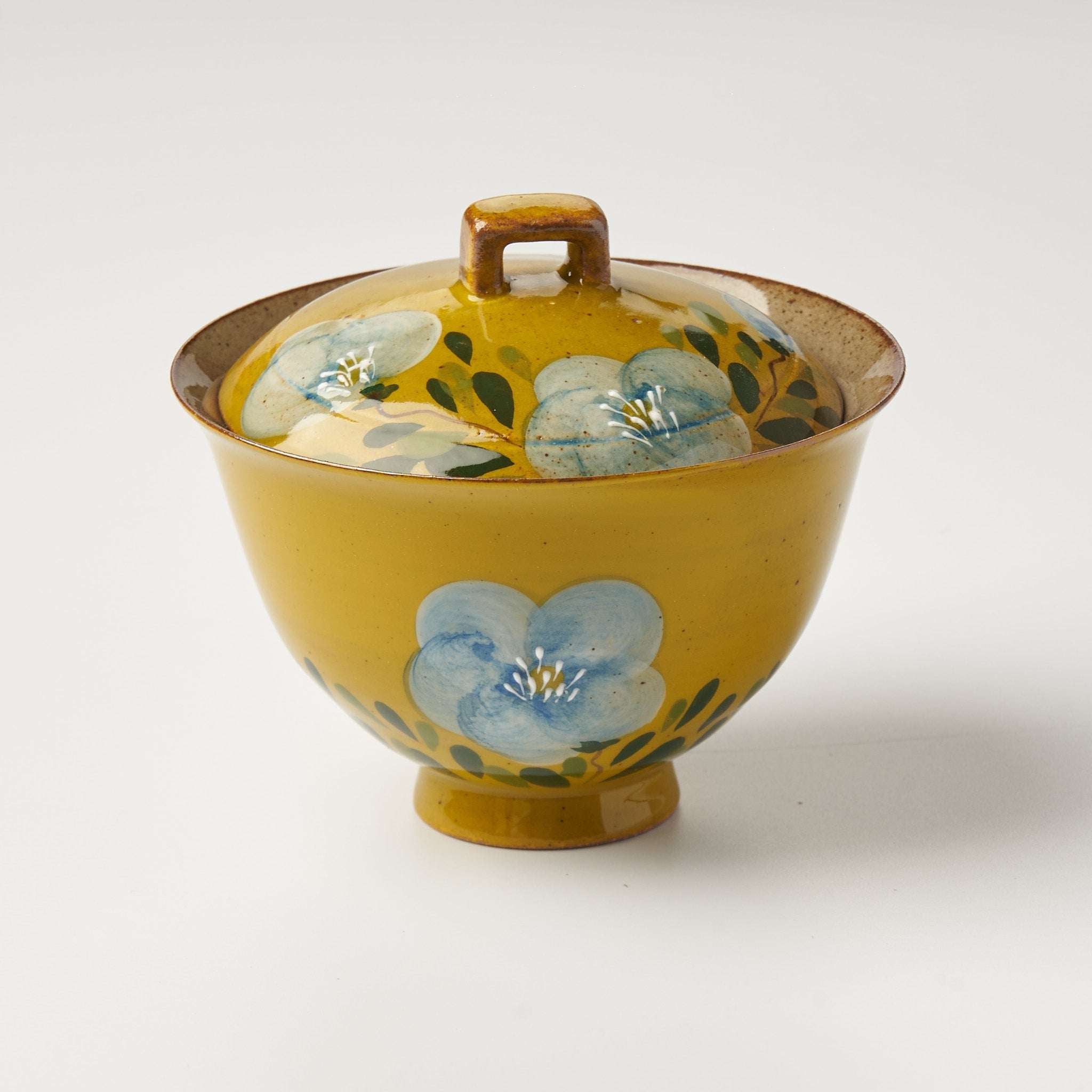 Yellow Gaiwan with Floral Detail - Summit Breeze Tea