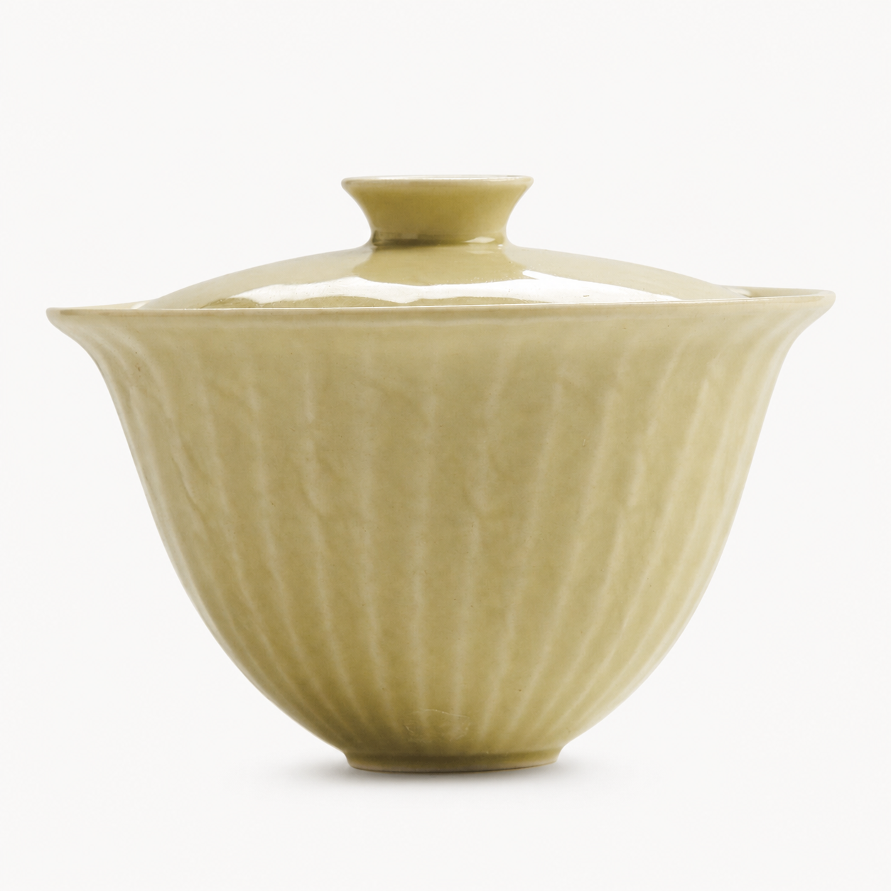 Yellow Glaze Fluted Ceramic Gaiwan - Summit Breeze Tea