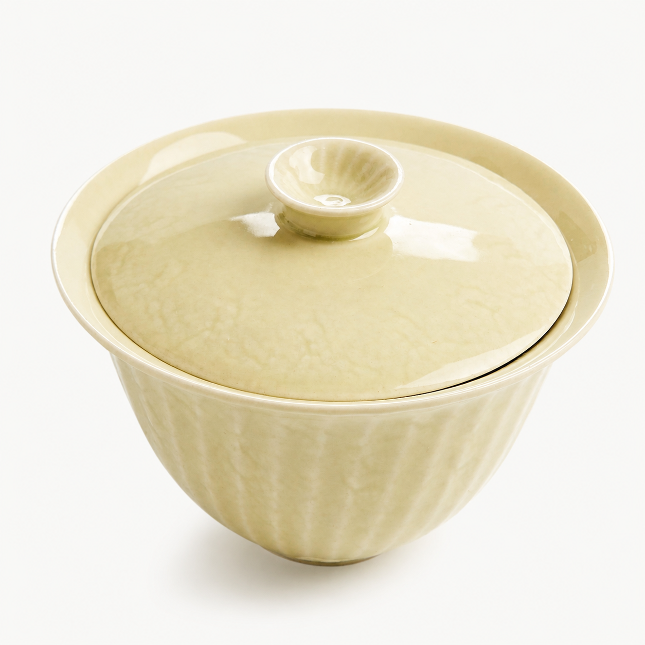 Yellow Glaze Fluted Ceramic Gaiwan - Summit Breeze Tea