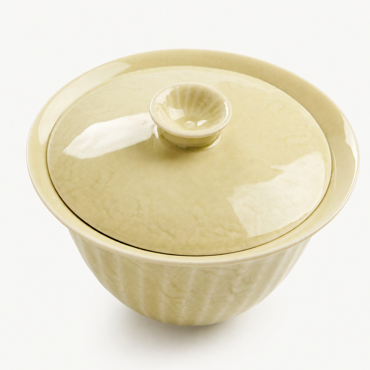 Yellow Glaze Fluted Ceramic Gaiwan - Summit Breeze Tea