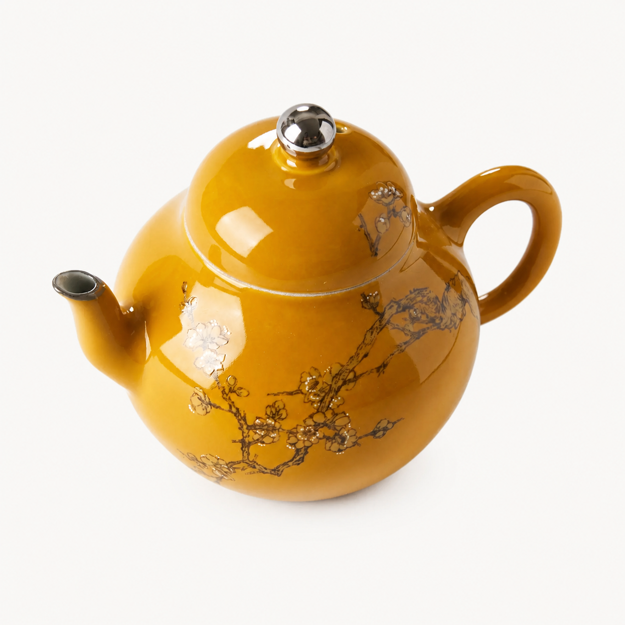 Yellow Plum Blossom Pear-Shaped Teapot - Summit Breeze Tea