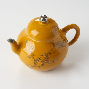 Yellow Plum Blossom Pear - Shaped Teapot - Summit Breeze Tea